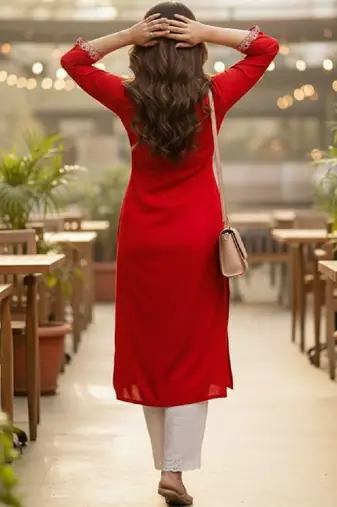 Women embroidered thread work kurta