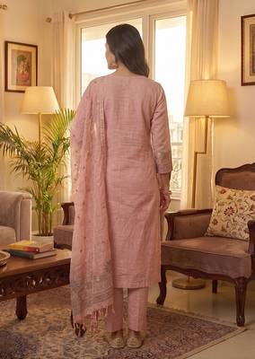 Pink muga cotton jamdani salwar suit dress material 3