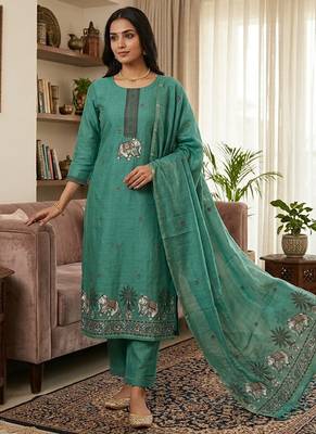 Rama muga cotton jamdani salwar suit dress material 1