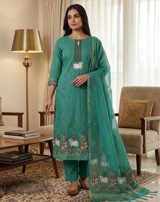 Rama muga cotton jamdani salwar suit dress material 1