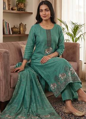 Rama muga cotton jamdani salwar suit dress material 2