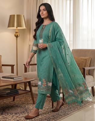 Rama muga cotton jamdani salwar suit dress material 2