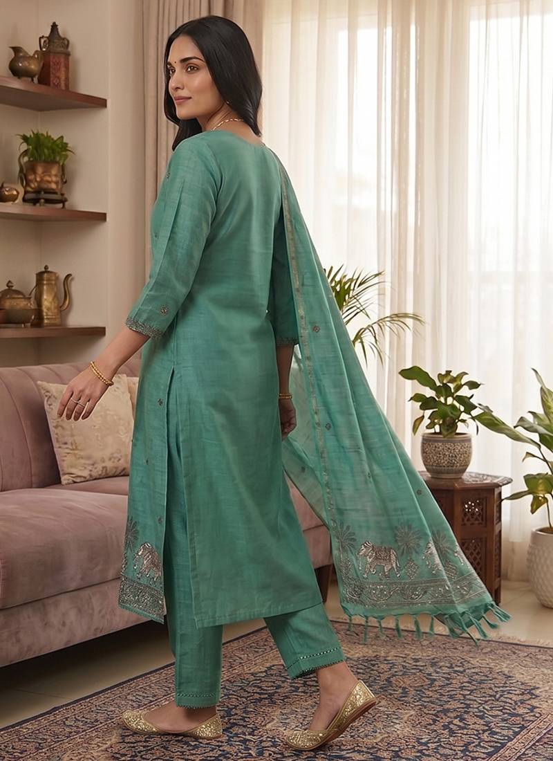 Rama muga cotton jamdani salwar suit dress material