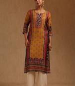 Women ethnic motifs printed sequinned kurta
