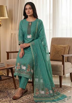 Rama muga cotton jamdani salwar suit dress material 3