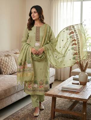 Pista muga cotton jamdani salwar suit dress material 1