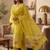 Yellow muga cotton jamdani salwar suit dress material