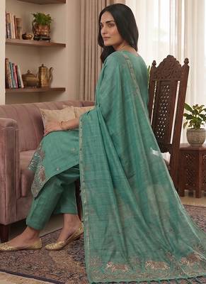 Rama muga cotton jamdani salwar suit dress material 4