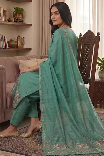 Rama muga cotton jamdani salwar suit dress material