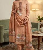 Peach muga cotton jamdani salwar suit dress material