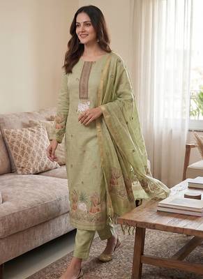 Pista muga cotton jamdani salwar suit dress material 4