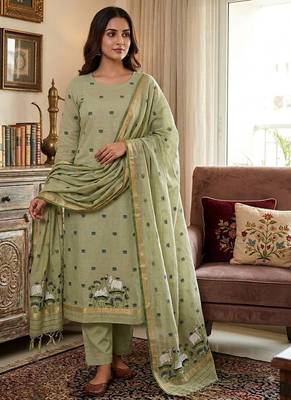 Pista muga cotton jamdani salwar suit dress material 1