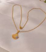 Evil eye scallop sea shell pendant necklace for women | anti-tarnish gold plated stainless steel