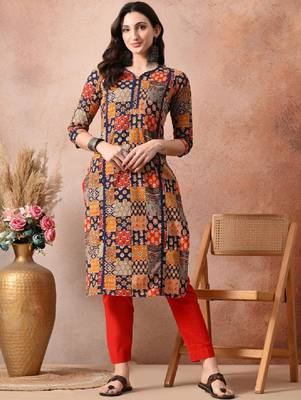 Women floral printed block print kurta 3