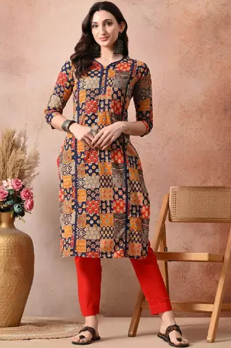 Women floral printed block print kurta