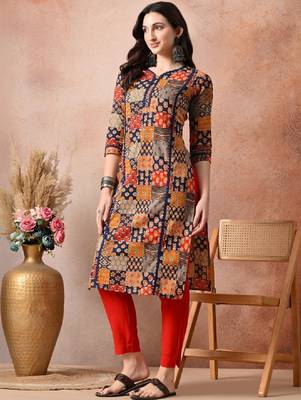 Women floral printed block print kurta 4