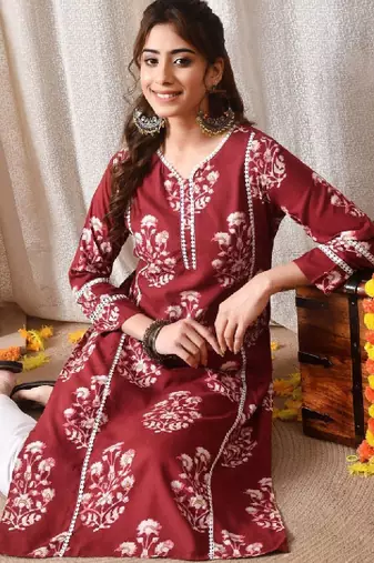 Women floral printed block print kurta