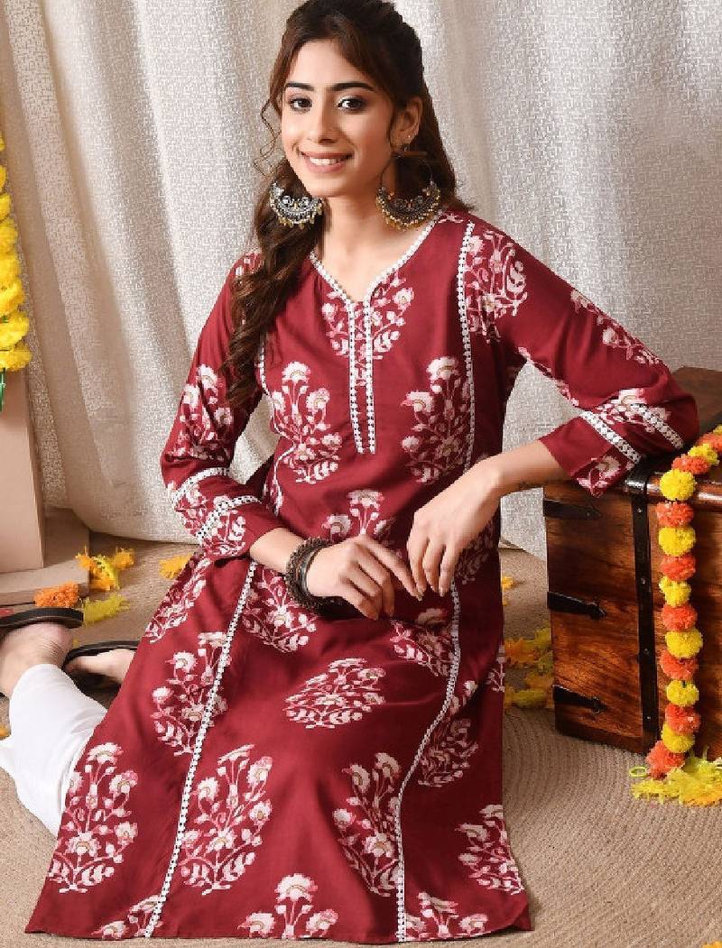Women floral printed block print kurta