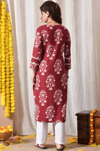 Women floral printed block print kurta