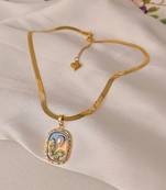 Tropical monstera leaf pendant necklace for women | anti-tarnish gold plated stainless steel