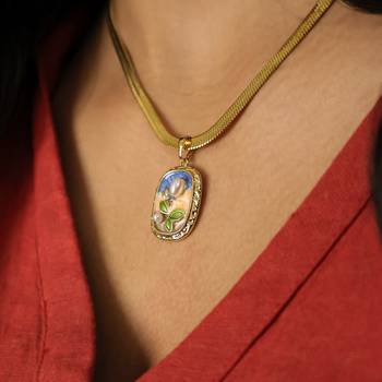 Tropical monstera leaf pendant necklace for women | anti-tarnish gold plated stainless steel 4