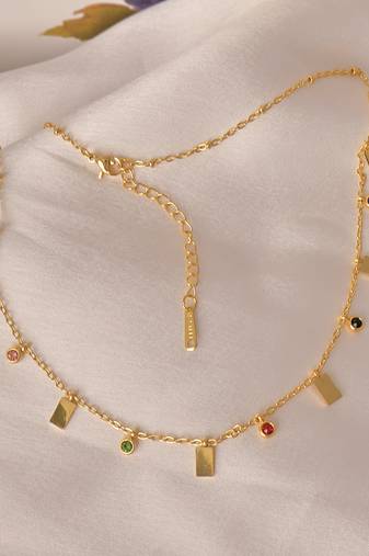 Minimalist bead multi-station necklace for women | anti-tarnish gold plated layering chain