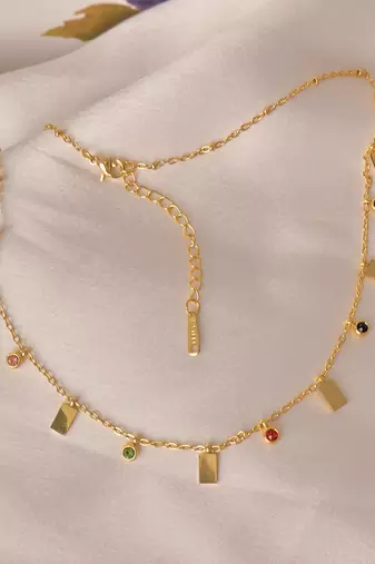 Minimalist bead multi-station necklace for women | anti-tarnish gold plated layering chain