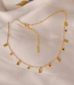 Minimalist bead multi-station necklace for women | anti-tarnish gold plated layering chain