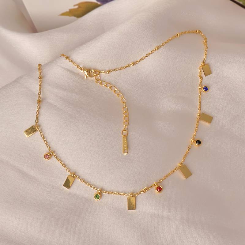 Minimalist bead multi-station necklace for women | anti-tarnish gold plated layering chain