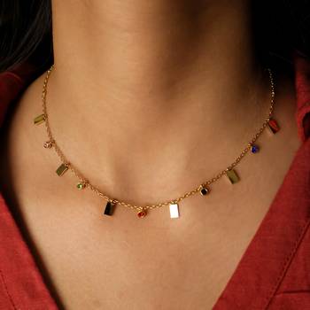 Minimalist bead multi-station necklace for women | anti-tarnish gold plated layering chain 2