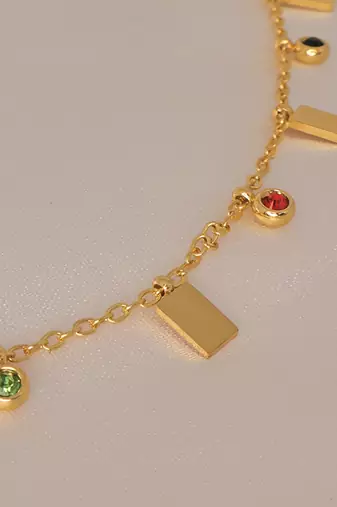 Minimalist bead multi-station necklace for women | anti-tarnish gold plated layering chain