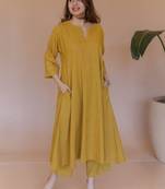 Zari embroidered cotton a-line calf length kurta