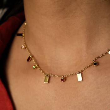 Minimalist bead multi-station necklace for women | anti-tarnish gold plated layering chain 4