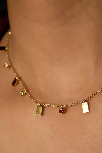 Minimalist bead multi-station necklace for women | anti-tarnish gold plated layering chain