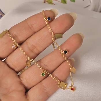Minimalist bead multi-station necklace for women | anti-tarnish gold plated layering chain 5