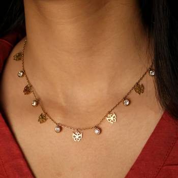 Butterfly charm necklace for women | anti-tarnish gold plated stainless steel multi-charm chain 2