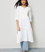 Women embroidered regular sleeves thread work kurta
