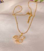 Pave butterfly crystal drop necklace for women | anti-tarnish gold plated satellite snake chain