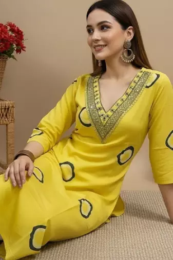 Women embroidered thread work kurta