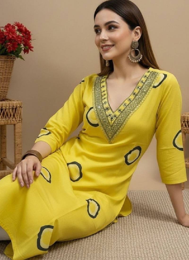 Women embroidered thread work kurta