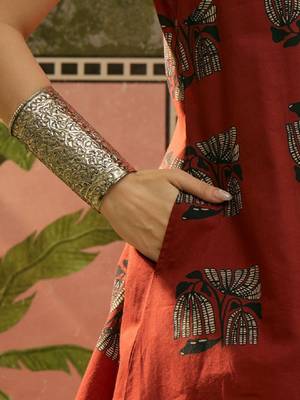 Block printed mandarin collar neck straight kurta 3