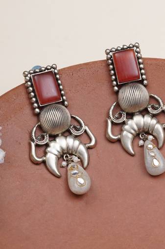 Rust & ivory drop earrings