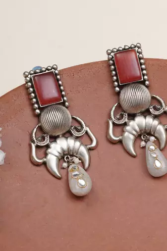 Rust & ivory drop earrings