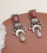 Rust & ivory drop earrings