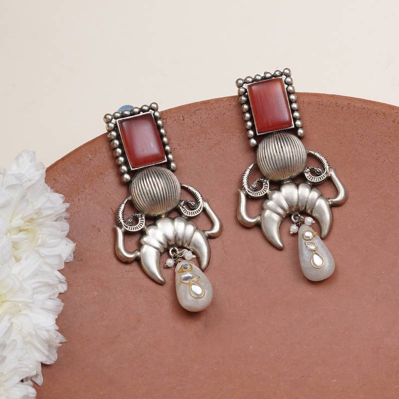 Rust & ivory drop earrings