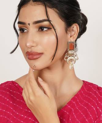 Rust & ivory drop earrings 2