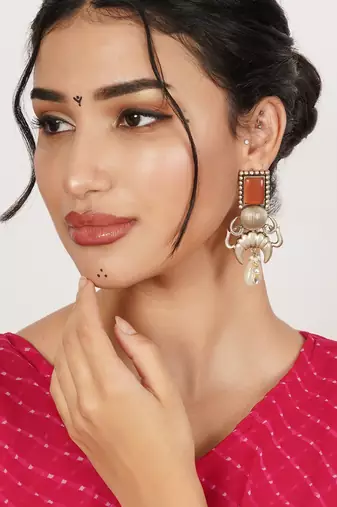 Rust & ivory drop earrings