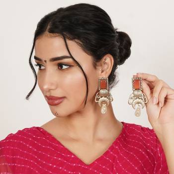 Rust & ivory drop earrings 4