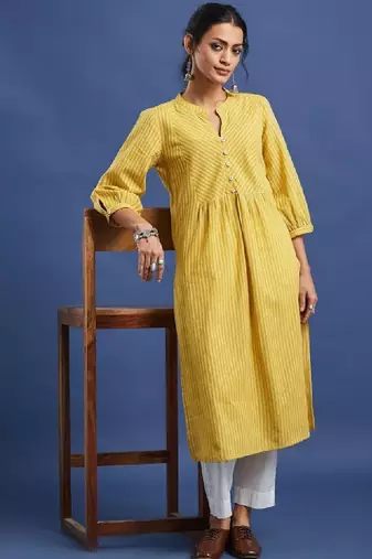 Striped pure cotton a-line kurta