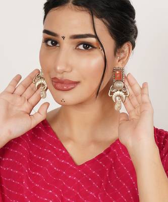 Rust & ivory drop earrings 5